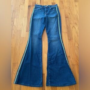 L'AGENCE Denim Flare Jeans with Vibrant Stripe